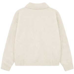 Pull en maille à manches longues pour homme, col boutonné texturé, beige, doux, décontracté, hiver, mélange de coton, OEM - Product Image 2
