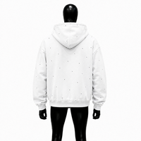 Sweat-shirt à capuche zippé blanc pour homme, coupe oversize premium, style streetwear, motif à pois noirs, en polaire, décontracté, mode hiver