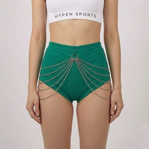 Shorts de Mujer de Cintura Alta Personalizados con Cadenas, Estilo Urbano, Ajuste Ceñido, Talla XL, Pantalones Cortos Sexys de Verano con Dobladillo Deshilachado - Product Image 3