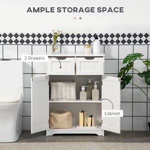 Mobiletto Moderno Autoportante in PVC per Bagno con 2 Cassetti e Ripiano Regolabile per Ingresso e Soggiorno W - Product Image 4