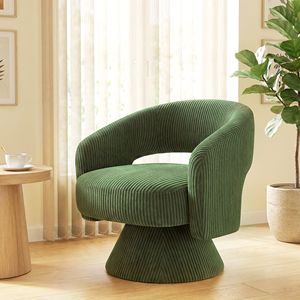 Poltrona Girevole Moderna Verde con Imbottitura Spessa, Sedia Imbottita per Soggiorno, Comoda per la Lettura - Product Image 2