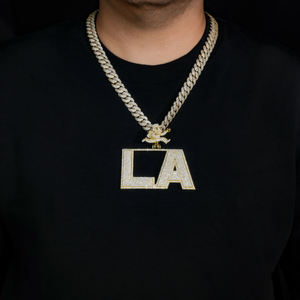 AMBER JEWELS LA Pendentif Breloque Unisexe en Argent 925 avec Moissanite Micro-Pavé, Forme Couronne Lettre, Style Hip Hop, Pour Usage Quotidien - Product Image 1