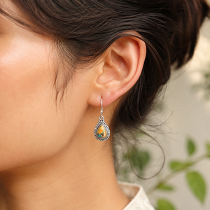 Boucles d'oreilles pendantes en argent sterling 925 pur, turquoise huître, style vintage bohème, faites à la main, bijoux en pierres précieuses, cadeau pour femme, maman - Product Image 3