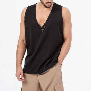Camiseta sin mangas de algodón para hombre, deportiva de verano, 100% algodón, camiseta base sin mangas para hombres de mediana edad y mayores, camiseta interior de succión. - Product Image 2