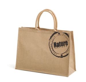 Bolsa de yute negra natural reutilizable con logotipo personalizado al por mayor, bolsas de mano con asas fuertes - Product Image 2