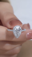 Anillo de Compromiso con Diamante Cultivado en Laboratorio, Corte Pera, para Mujer, Oro Blanco, Certificado IGI, Claridad VS-VVS, 1-6 Quilates, Estilo Lujoso