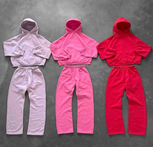 Conjunto de Sudadera con Capucha para Mujer, Otoño, Color Sólido, Tejido de Algodón, Pantalones Deportivos, Ropa Casual, Corte Regular, Transpirable, Sin Forro, Manga Larga - Product Image 2