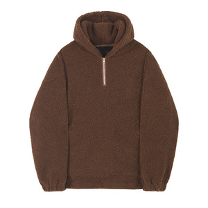 Sweat à capuche demi-zip en polaire Sherpa pour homme, conception personnalisée OEM, chaud et respirant - Product Image 2