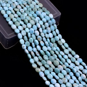 Perles ovales lisses en Larimar bleu AAA+ 5x7mm-6x8mm, pierres précieuses semi-précieuses naturelles multi-vertes en Larimar, perles en vrac pour la fabrication de bijoux - Product Image 4