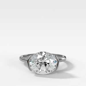 Wholesale F VS Oval CVD Diamond East West <b>Ring</b> 14K Real Gold 2 CT Moissanite Bezel 1.7mm Band Factory Supplier OEM IGI Certified - Product Image 5