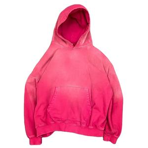 Sudadera con capucha lavada con ácido de algodón 100% para hombre al por mayor sudadera transpirable ecológica con cremallera completa y estampado desgastado vintage de gran tamaño - Product Image 1