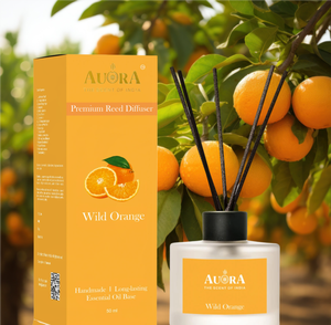 Diffuseurs à bâtonnets en verre personnalisés, prix usine, 50 ml, bâtonnets en rotin, huile essentielle longue durée, luxe, naturelle, orange sauvage - Product Image 1