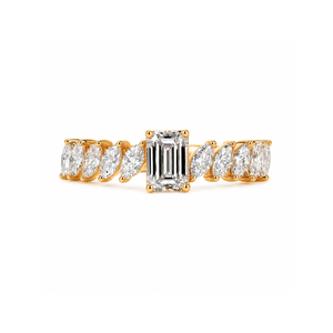 Emerald Cut & Marquise Lab Grown <b>Diamond</b> <b>Ring</b> | 10K Rose Gold Wedding <b>Ring</b> | Luxury Stackable Anniversary Band Fine Jewelry Gift - Product Image 1
