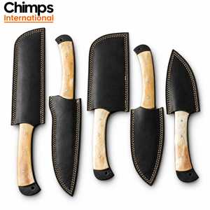 Ensemble de 5 couteaux de cuisine durables en acier inoxydable J2, couteau de chef, couteau à pain, couteau à désosser, couteau à découper, poignée en os de chameau personnalisée, ambidextre - Product Image 2