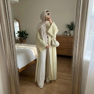 Robe Abaya élégante et modeste pour femmes musulmanes, style Dubaï, cardigan uni, pour le Ramadan, Jalabiya de fête islamique, Kaftan turc marocain - Product Image 2