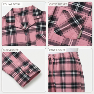 Camisón de Franela para Mujer con Botones, Pantalones de Pijama Largos, Ropa de Dormir Informal de 2 Piezas, Traje de Dormir de Algodón para Mujer - Product Image 6