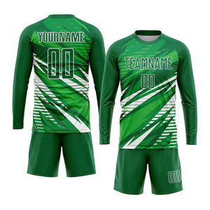 High Quality Custom Kelly Green White Heat Transfer Printing <b>Soccer</b> Uniforms Wholesale Adult Sizes Customized Fabric Breathable - Product Image 6