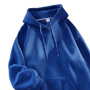 เสื้อฮู้ดผู้ชายทรงโอเวอร์ไซส์ สีพื้น ผ้าฟลีซ สวมใส่สบายสำหรับฤดูใบไม้ร่วง ทรงปกติ สีเขียว ดีไซน์กระเป๋า - Product Image 2
