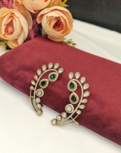 Elegant Pear Cut Kundan Glass Gemstone <b>Ear</b> <b>Cuffs</b> For Wedding Festivals Women Festival Party Wear Curved <b>Ear</b> Designer Collections - Product Image 2
