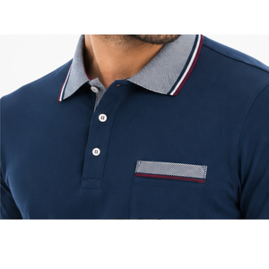 บริการ OEM เสื้อกอล์ฟผู้ชาย ผ้าฝ้ายถัก 100% แขนสั้น ทรงปกติ ระบายอากาศได้ดี เป็นมิตรกับสิ่งแวดล้อม พร้อมโลโก้แบบกำหนดเอง - Product Image 4