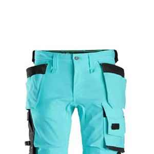 RICSA INTERNATIONAL Men's Turquoise Reflective <b>Work</b> <b>Pants</b> <b>Black</b> Reinforced Knees Pockets CE Certified Polyester Material High - Product Image 5