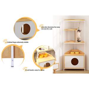 Torre para Gatos de Múltiples Niveles con Poste Rascador y Estación de Alimentación, Plataformas para Escalar - Condo para Gatos - Product Image 3