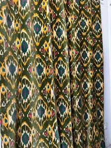 Olive Velvet <b>Curtains</b>: Vintage Style Geometric Print Boho <b>Drapes</b> Olive Velvet <b>Curtains</b> Vintage Style Geometric Print Boho <b>Drapes</b> - Product Image 1
