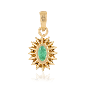 Stunning Handmade New Collection of 100% Natural <b>Emerald</b> & Diamond Cluster <b>Pendant</b> Pure 14K Yellow Gold Wedding Gift Jewelry - Product Image 6