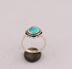 Natural <b>Turquoise</b> <b>Ring</b> 925 Sterling Silver Vintage Style Genuine Blue Gemstone <b>Ring</b> for Women Handcrafted Boho Ethnic Jewelry - Product Image 6