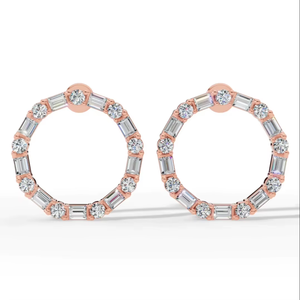Pendientes de Aro/Huggie de Oro de 18K con Diamantes Cultivados en Laboratorio |   36 Piezas de Joyería Fina de Lujo con Corte Baguette, Regalo de Boda para Mujer - Product Image 3