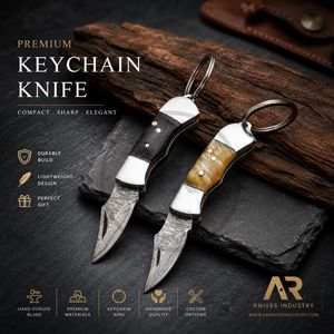 Mini-outil pliant personnalisé porte-clés avec motif en acier Damas, design compact pour cadeau de poche, garantie 3 ans, OEM/ODM B2B - Product Image 4