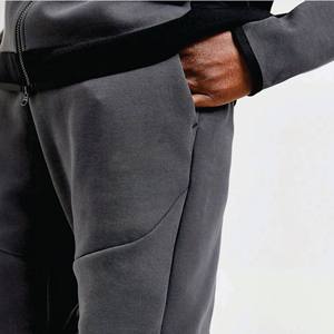 Survêtement à capuche gris et noir pour homme, avec blocs de couleur, manches longues, fermeture éclair, respirant, style streetwear, coupe classique, pour l'automne - Product Image 5