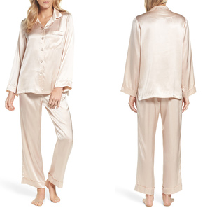 Casual Flannel Pajamas Set Sexy Long Sleeve Breathable Women Sleepwear Set Silk Satin Pajamas <b>Trousers</b> Home Wear For Ladies - Product Image 1