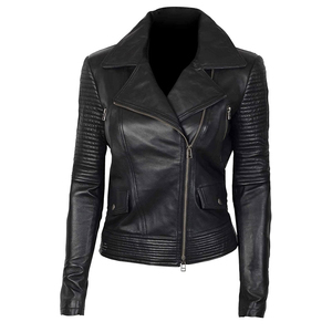Winter <b>Jacket</b> Women Genuine Leather <b>Jacket</b> Slim Fit Fashion <b>Biker</b> Motorcycle <b>Jacket</b> Women Black Leather <b>Biker</b> <b>Jacket</b> - Product Image 2