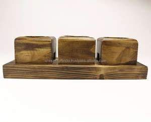 Portavelas FacetGlow moderno hecho a mano de madera de varias formas para decoración del hogar regalos de navidad incluye pilares Tealights - Product Image 6