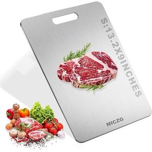 Planche à découper double face en acier inoxydable de 13,2 po et 9 po, résistante à la rouille, avec rainure pour les jus, pour la cuisine, pour hacher la viande et les légumes - Product Image 1