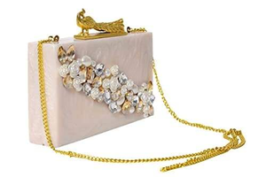 Bolso de mano artesanal de resina epoxi floral para mujer, estilo arte popular con pedrería, ideal para fiestas nocturnas, eventos nupciales y regalos, de BY MULTI CRAFT - Product Image 2