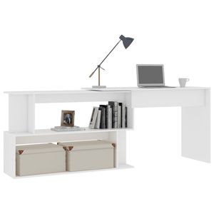 Escritorio Esquinero de Madera Sintética Blanca de 78.7"x19.7"x29.9" para Uso con Computadora - Product Image 3
