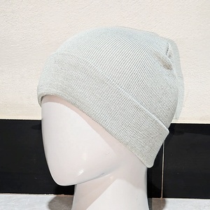 Gorro de Punto Acanalado 100% Lana Gris Claro Sólido con Borde Plegable, Unisex, Casual, para Invierno y Uso Diario - Product Image 4