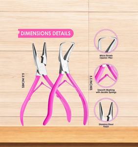 Ensemble professionnel de 4 pinces à micro anneaux en acier inoxydable doré Kit d'outils d'extension de cheveux et de perles - Product Image 2