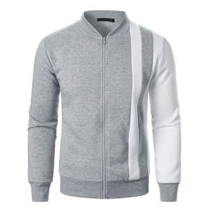 Grey White Bomber Jacket Men's Casual Bomber <b>Coats</b> Full Zip Fashion Streetwear Outwear Custom Logo Wholesale Clothing Bulk Order - Product Image 1
