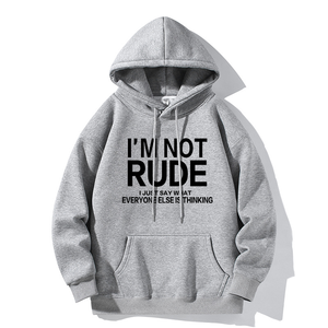 NO SOY RUDE... Sudadera con capucha con estampado de letras, sudadera informal con capucha, sudadera de manga larga para jóvenes a la moda para actividades al aire libre - Product Image 4