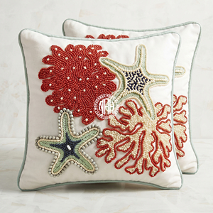 White Square Handmade Beaded Embroidery 100% Polyester Floral Pattern Modern Decorative Throw Pillow <b>Cover</b> <b>Sofa</b> Use - Product Image 1