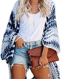Femmes élégant Vintage été coton Kimono robe respirant écologique lavable plage Kimono Boho cravate teinture Long Style élégant - Product Image 1