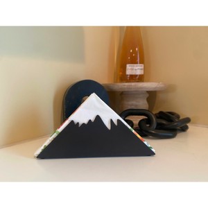 Mount Fuji Tissue Box Wood Oriental Design Free <b>Standing</b> Tabletop Organizer - Product Image 2