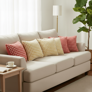 SOGA Juego de 6 Fundas de Almohada Decorativas con Estampado de Puntos de 45 cm, Color Coral Charm & Sunshine Bliss, para Sala de Estar y Dormitorio - Product Image 2