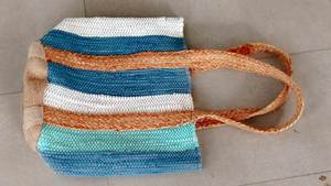 Wholesale Braided Jute Beach <b>Bags</b> with Multicolour Cotton Chindi Handles and Custom Designs best for shopping and party <b>bags</b> use - Product Image 5