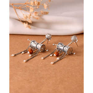 Pendientes Colgantes de Plata Damroo Fashion Meera Jaipur India - Product Image 3