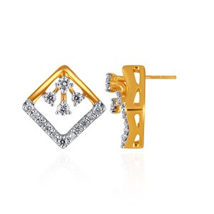 Pendientes de Diamantes Cuadrados Quadra Glow, Oro Amarillo de 18K, Diamantes Cultivados en Laboratorio, Marco Geométrico Pavé, Joyería Fina para Mujer - Product Image 3
