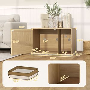 Lettiera per Gatti Moderna Stile Boho con Porta in Rattan, Tappetino Antiscivolo XL - 80 x 51 x 51 cm, ABS 65L - Product Image 3